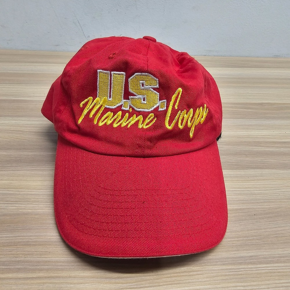 Vintage US Marine Corps Baseball Cap Mens Red USMC Military Dad Strapback NISSUN